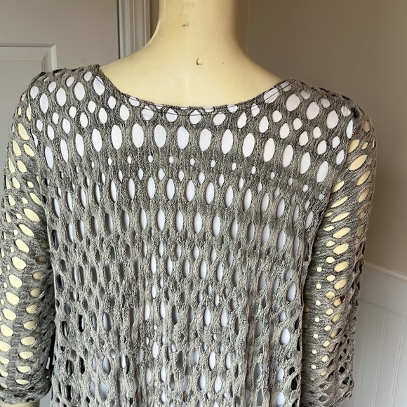 NWT Design Today's Net Bubble 3/4 Sleeve Dress Mesh Gray & White L - Picture 8 of 12